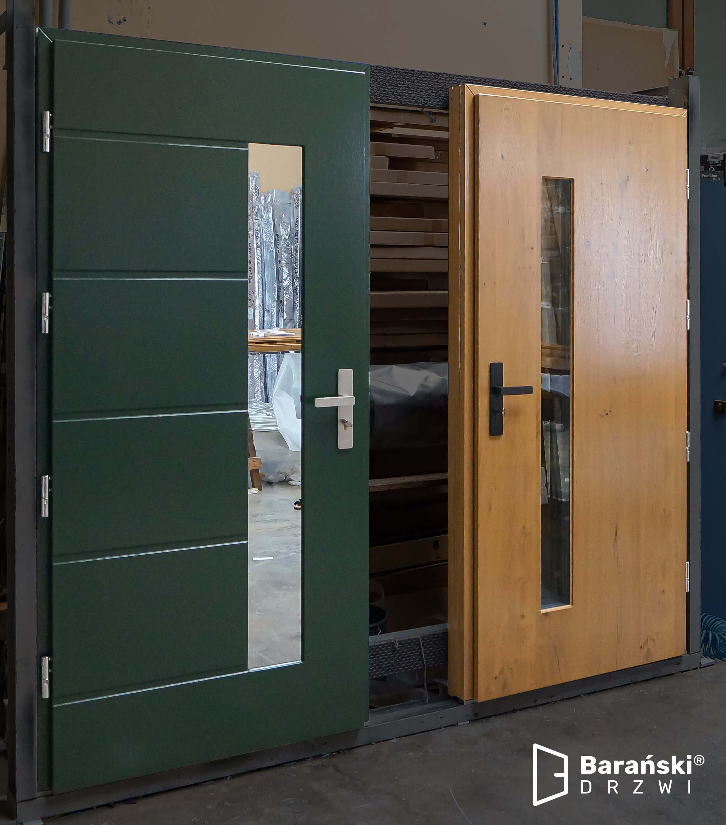 Barański drzwi zewnętrzne zielone, drzwi zewnętrzne drewniane