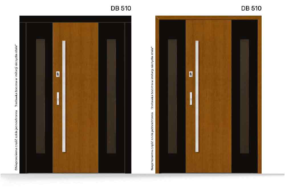 Drzwi zewnętrzne DB 510 z dostawką boczną i ościeżnicą bezprzylgową